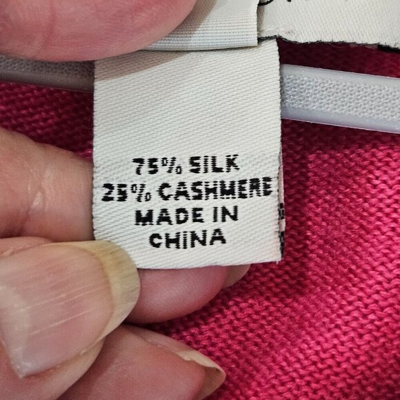 Real Clothes Medium Striped Silk Cashmere Cardigan Sweater Pink Green - Picture 6 of 10